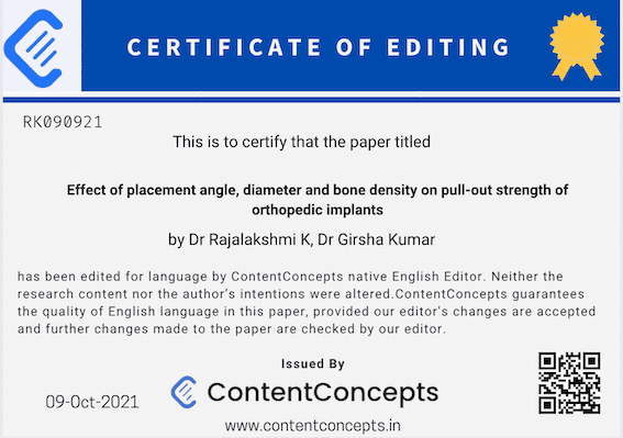 Editing Certificate for Research Papers